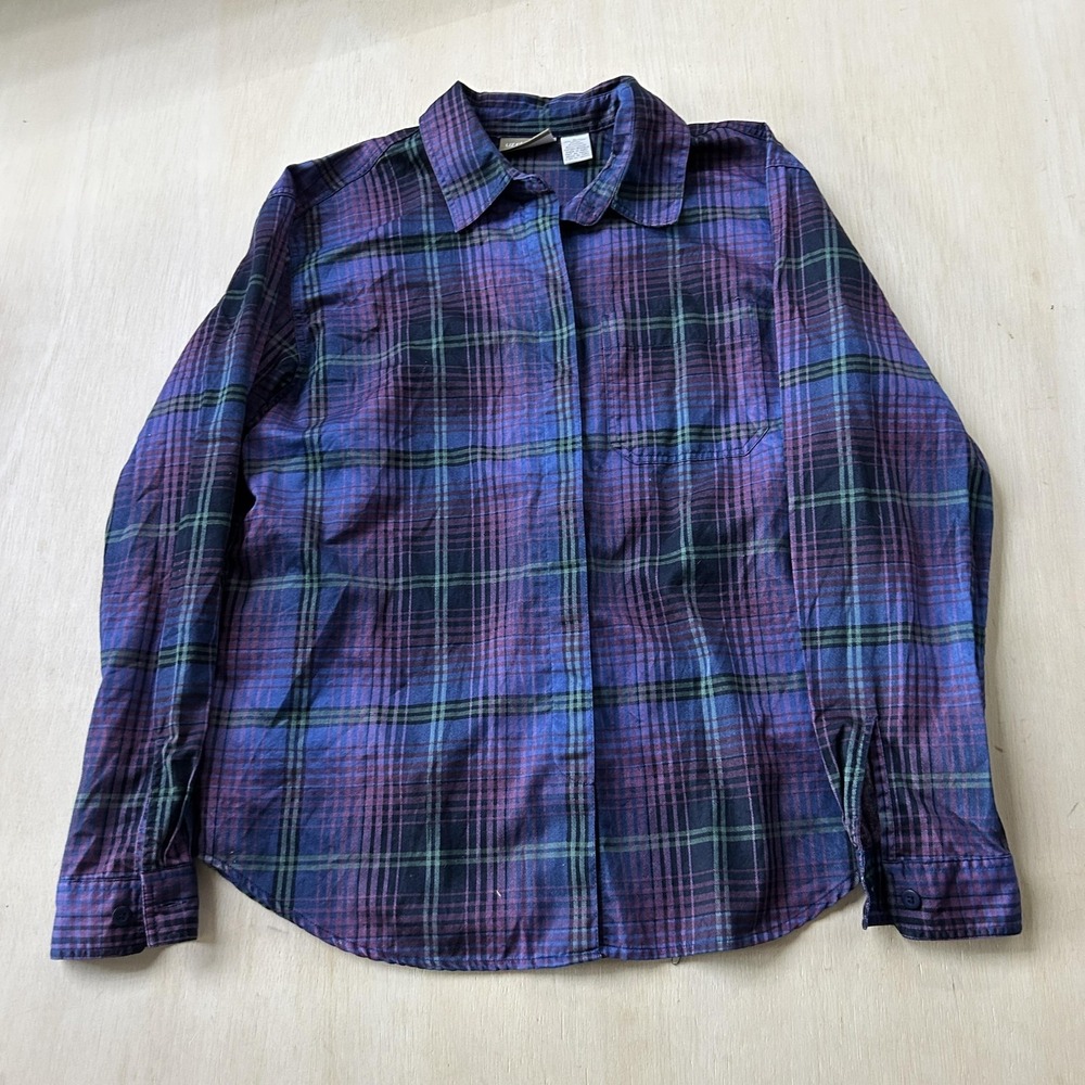 Liz Claiborne Shirt Womens Large Plaid Button Front Long Sleeve Flannel Top